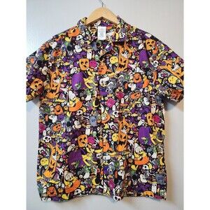 2022 Disney Halloween Mickey and Friends Button Down Small Camp Hawaiian Casual